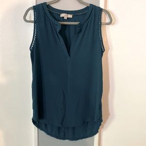 Blue blouse with cutout trim
